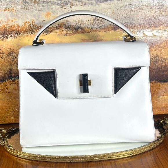 Bally White and Black Structure Handbag Vintage Great Condition - Picture 1 of 12